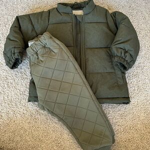 Green Quilted Jacket and Pants Set